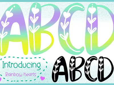 Rain bow fonts a z a z and number branding colorful cute design fonts illustration rain bow fonts