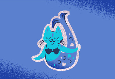 Purrmaid Sticker cat glitter illustration mermaid mythical sticker