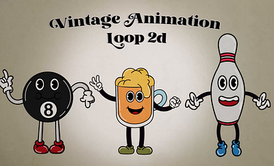 Vintage 2D animation gif loop retrocartooncharacter