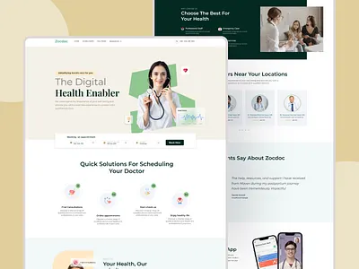 Zocdoc- Healthcare Landing Page Website 3d app app ui branding design doctor doctor landing page graphic design health health ui design healthcare website hospitals medical landing page medical website ui uiux ux websitedesign