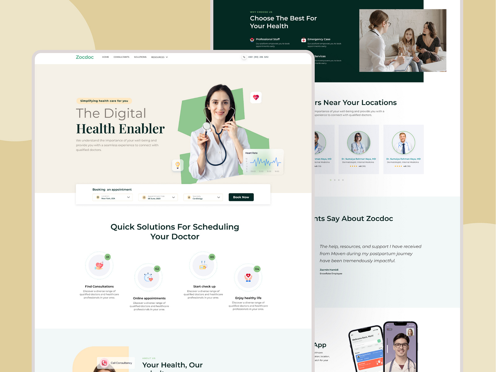 Zocdoc Healthcare Landing Page site by Digitech UK UI UX Design