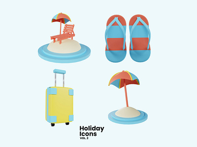 Beach holiday summer 3d icons beach branding design graphic design holiday icon icons illustration logo movie summer surfing ui ux vector