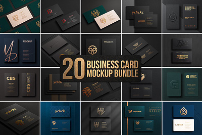 20 Gold Foil Business Card Mockup print effect mockup