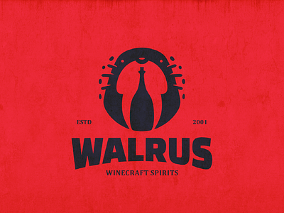 Walrus + Wine Bottle brand design illustration logo logodesign logodesigns vector walrus