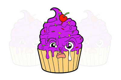 Melting Sticker Cupcake Illustration trippy