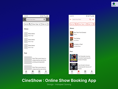 Cineshow : Online Movie Ticket Booking App Search Resuilt Page branding ui