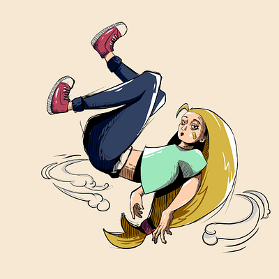 flying girl 2d anime artwork cartoon drawing graphic design illustration