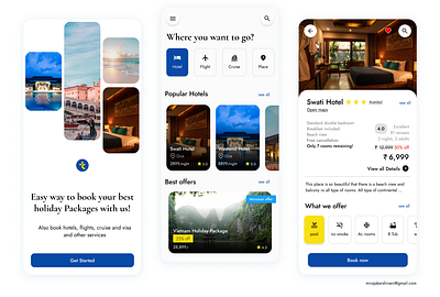 Redesign of a travel and booking app - Thomas Cook India bookingapp holidayapp interface design redesign travelapp ui uiux ux
