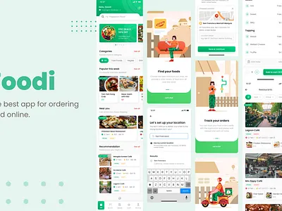 Foodi App - iOS Android ux ui designer app design illustration logo ui ux vector