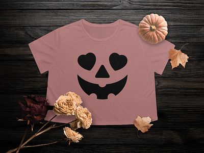 Cottagecore Pink | Heart Eyes Jack apparel design brand illustration cottagecore crop top design dried roses fairy core fairy grunge feminine tee graphic tee halloween art harvest art heart eyes emoji illustration jackolantern pink halloween pink pumpkin pumpkin art pumpkin t shirt rose pumpkin whimsigoth tee