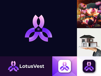 LotusVest logo, logo, logo design, logotype app branding business design graphic design logo logo design logotype lotus real estate visual identity