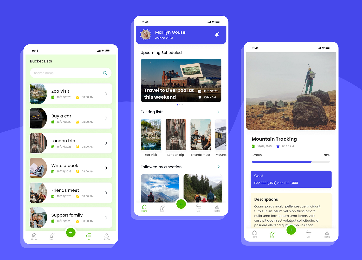 Bucket List App Design by Parth Yadav on Dribbble