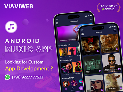 Android Music Player & Online MP3 App | Songs | VIAVIWEB android app android music app androidmusicapp gaana app graphic design jio saavn app music app source code musicapp musicappsourcecode onlinemp3app spotify app ui