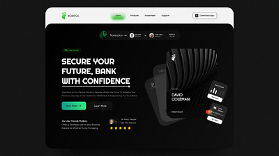 Banking Platform, Landing Page. banking dark mode design financial ui landing page mobile design ui design ui ux ux design website design