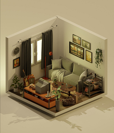 living room 3d animation branding graphic design logo motion graphics ui