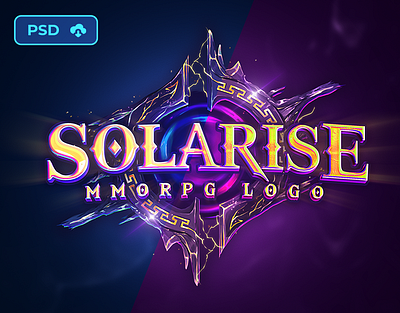 [DOWNL] Stylized Gaming Logo PSD Template - Solarise fantasy game game logo l2 lineage2 logo template logo text effect metin2 mmorpg mu online