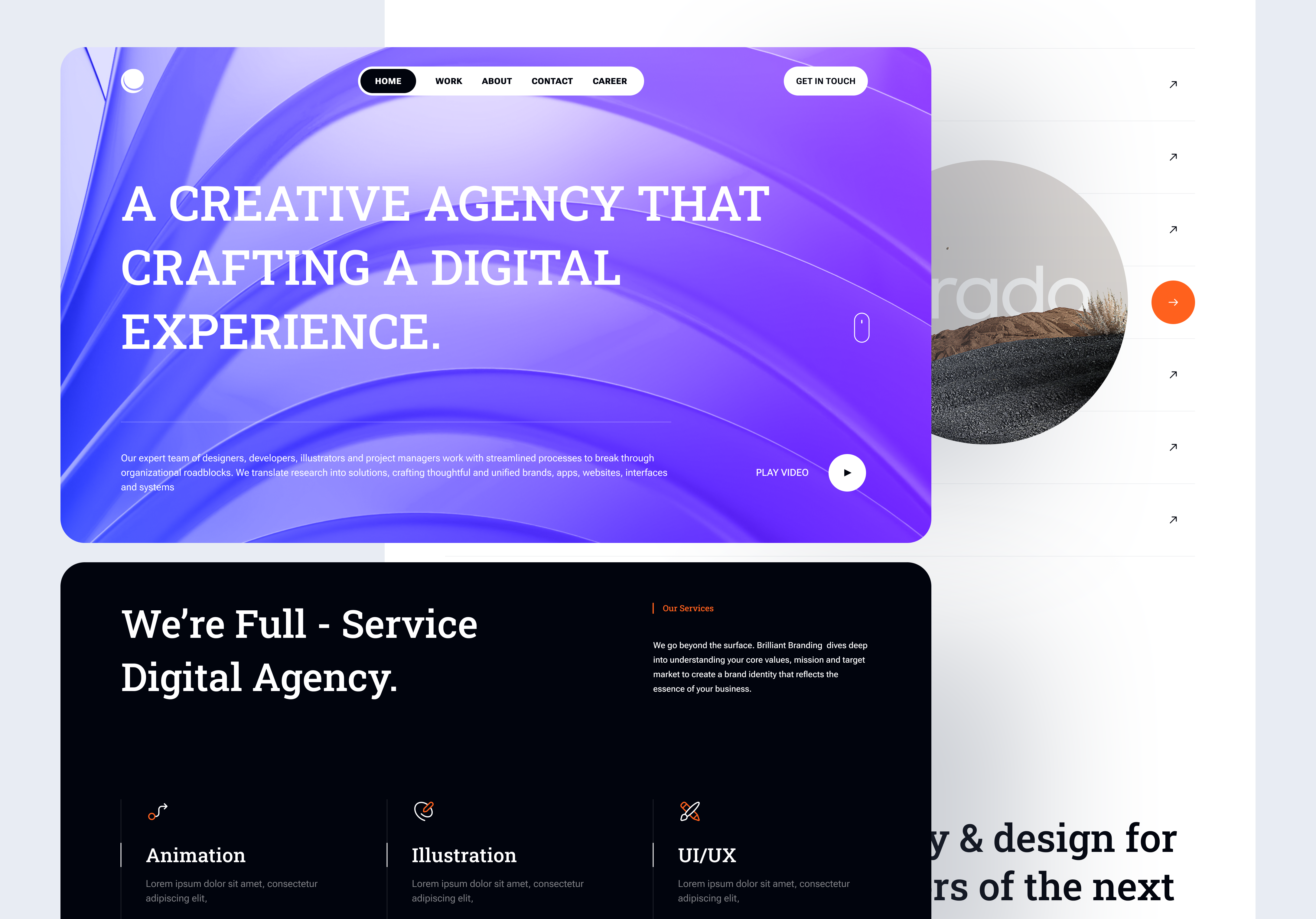 Agency Website - Homepage agency appdesign concept design hero herosection landing landingpage layout layouts minimal team template ui uidesign userinterface