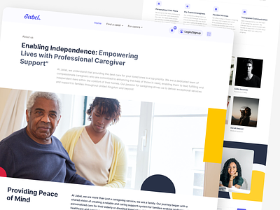 Caregiver Landing Page / Website UI about us care care about us care landing page care website caregiver carer design find carer header home jabel landing design landing page ui ux