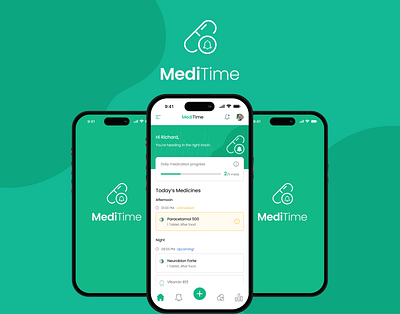 MediTime - Medication Reminder - Mobile Application prototyping usability user experience design user interface design visual design wireframe