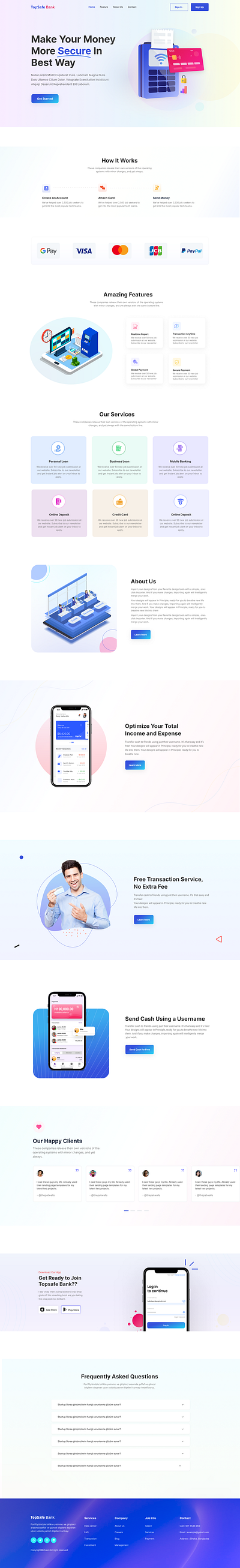 Bank Credit Card Landing Page bank branding card credit design figma graphic design illustration landing page safe ui ux