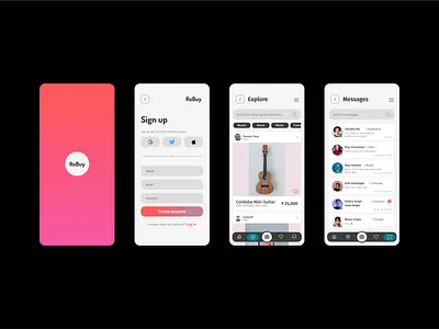 Buy Used Products -Re Buy app branding design illustration typography ui ux