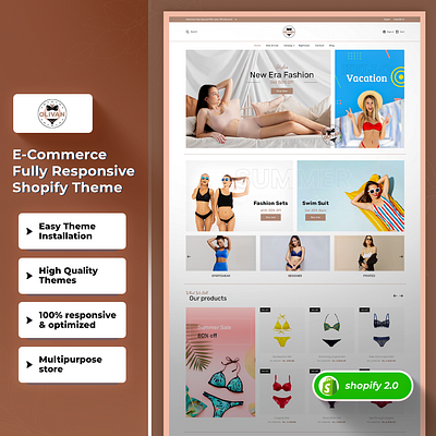 Olivan - Lingerie Underwear Responsive Shopify 2.0 Theme css3 design html5 responsive design shopify shopify theme web design