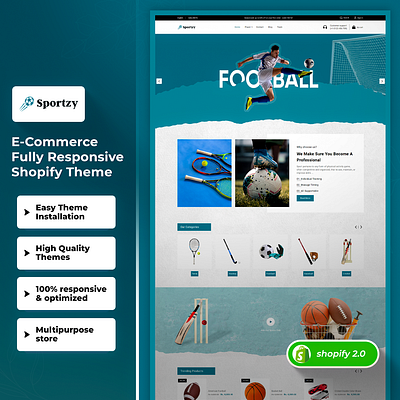 Sportzy - Sports equipment Premium Shopify 2.0 Theme css3 design html5 responsive design shopify shopify theme web design