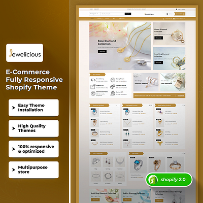 jewelicious Jewelary - Multipurpose Premium Shopify 2.0 Theme css3 design html5 responsive design shopify shopify theme web design