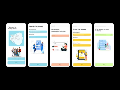 CampusEase - An App for College students app branding college app design graphic design illustration typography ui university ux