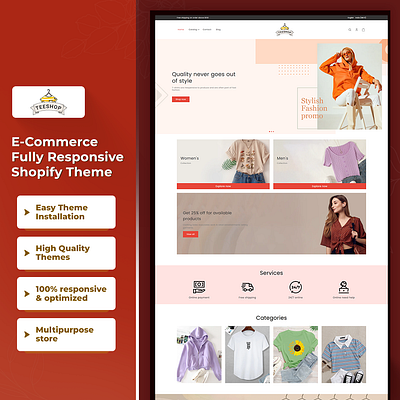 Teeshop - T-shirt Cloth & Fashion Multipurpose Shopify 2.0 Theme css3 design html5 responsive design shopify shopify theme web design