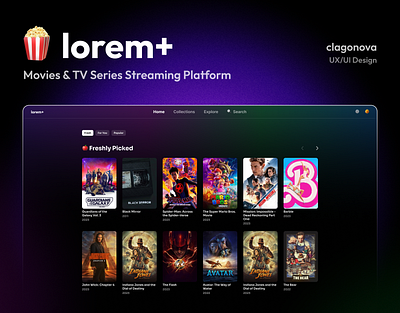 lorem+ (streaming platform) app design figma gradients graphic design movies streaming platform streaming service ui ui design user experience user interface ux