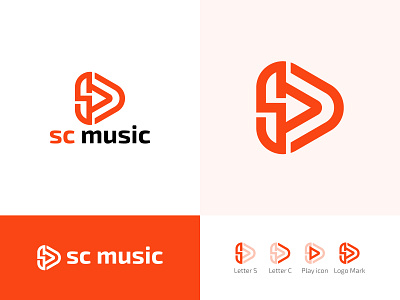 SC Music Logo Design branding logo logo design music music app music icon music logo music logo design play icon play logo play logo design sc music sound
