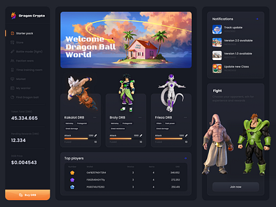 Dragon Ball - NFT Game app design dashboard ui design ui web design