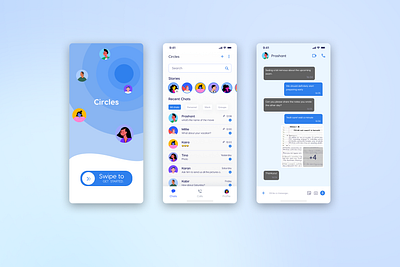 Daily UI Challenge | Day 13 | Direct Messaging App | Circles 100daysdailyuichallenge app calls chat chatting dailyui day13 design directmessageapp dm figma friends message messagingapp mobile app sharing ui