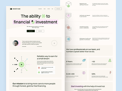 Invest Hub Landing Page Design branding content finance interface landing page ui user experience web marketing webdesign website