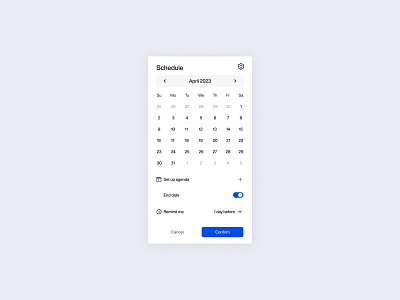 Daily UI Design - Scheduler app branding calendar component component design dailydesign design design system figma icon landing page minimalist schedule ui ui design web design