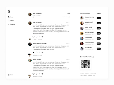 Threads desktop concept design flat minimal social media threads ui ux web web design