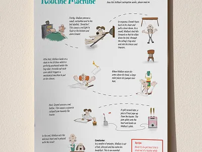 Morning Routine Machine aardman art design digital art graphic design grommit illustration infographic learning procreate school wallace
