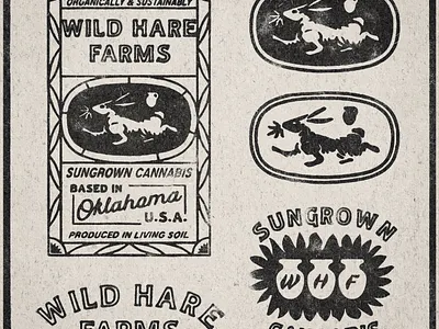 Wild Hare Farms artifact bazaar artifact imports brand label brand logo brand poster branding cannabis farm flash sheet hare drawing rabbit art tattoo flash tattoo inspirtation texture art texture brush texture design