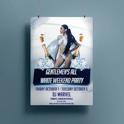 Gentlemen's All-White Weekend Party Flyer company flyer design dj flyer dj party flyers graphic design party flyers photoshop print ready white flyer