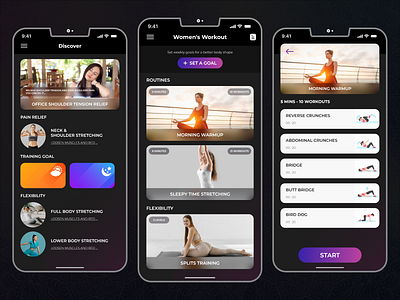 Women Workout - App Ui Design app design app ui fitness fitness app meditation meditation logo redesign redesign solution ui design