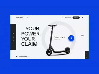 INBOARD Glider 3K blue design diseno electric vehicles gadgets kickscooters minimal minimalist personal mobility transportation ui vehicles webdesign website