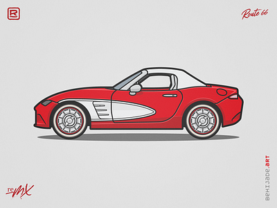 reMX - Route 66 car corvette illustration mx5 red roadster vector