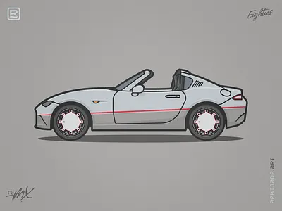 reMX - Eighties 1980s 80s car grey illustration mx5 vector