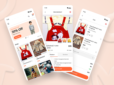 E-Commerce App Design - Kids clothing app app app design application branding clothing app design ecommerce app graphic design minimal design ui uidesign uiux uiux design ux