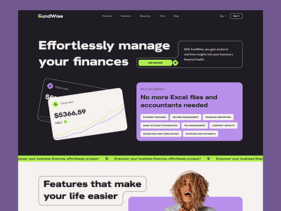 Website for a business management platform app business design digital finances portfolio site ui uiux web