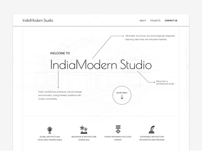 IndianModern Studio | Architecture Studio Landing page architect architectural indiamodern studio indian indian style landing page minimalist modern ui ui ux web design