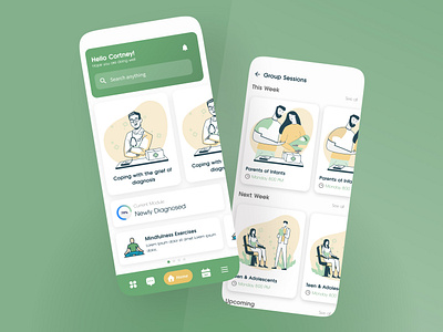 Healthcare and mindfulness app app app design doctor health health app healthcare healthcare app hospital lab medical medical app medical care mobile app mobile app design mobile application mobile design mobile ui ui ux