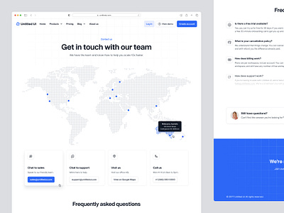 Contact us page — Untitled UI about us company page contact page contact us faqs frequently asked questions map minimal minimalism user interface web design