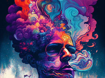 Psychedelic Man abstract adorable ai ai generated art ai generative art colorful colourful graphic design illustration modern trippy